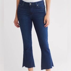 PAIGE Rory‎ Crop Flare Jeans Dark Wash Size 26 Raw Hem